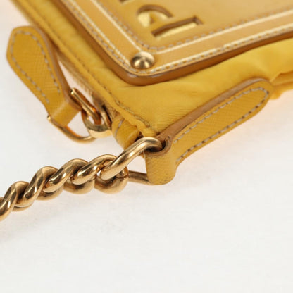 Prada Logo Chain Crossbody Bag Tessuto and Saffiano Leather, YELLOW, NYLON, Clutche & pouche