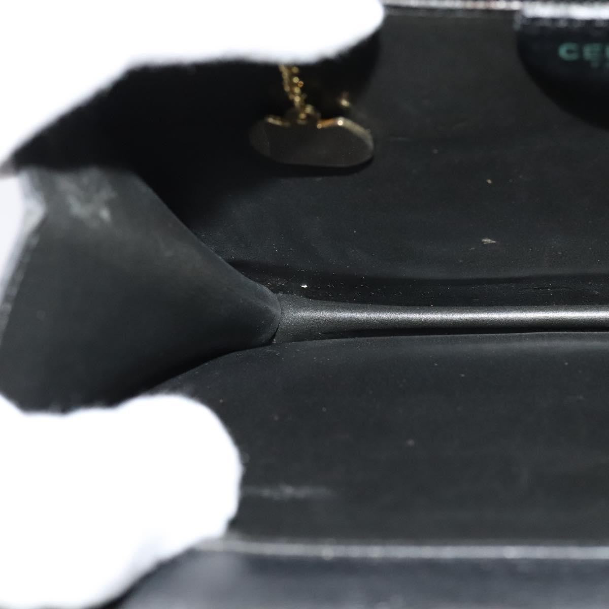 Celine Gancini Handbag Leather, BLACK, LEATHER, Handbag