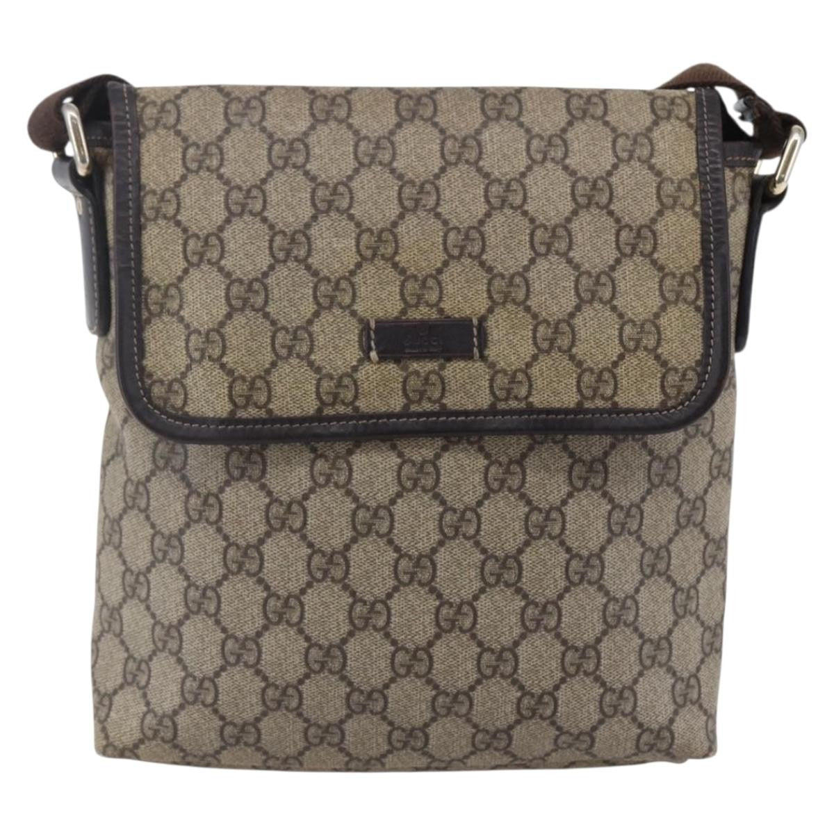 Gucci Flap Messenger GG Coated Canvas, BEIGE, CANVAS, Shoulder bag