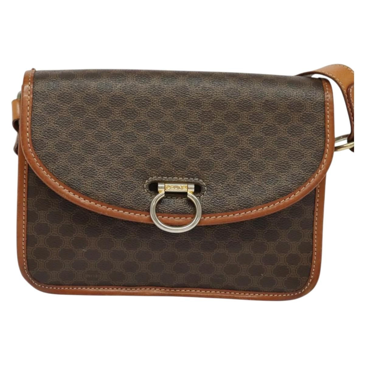 Celine Tricolor Trapeze Bag Leather, BROWN, CANVAS, Handbag