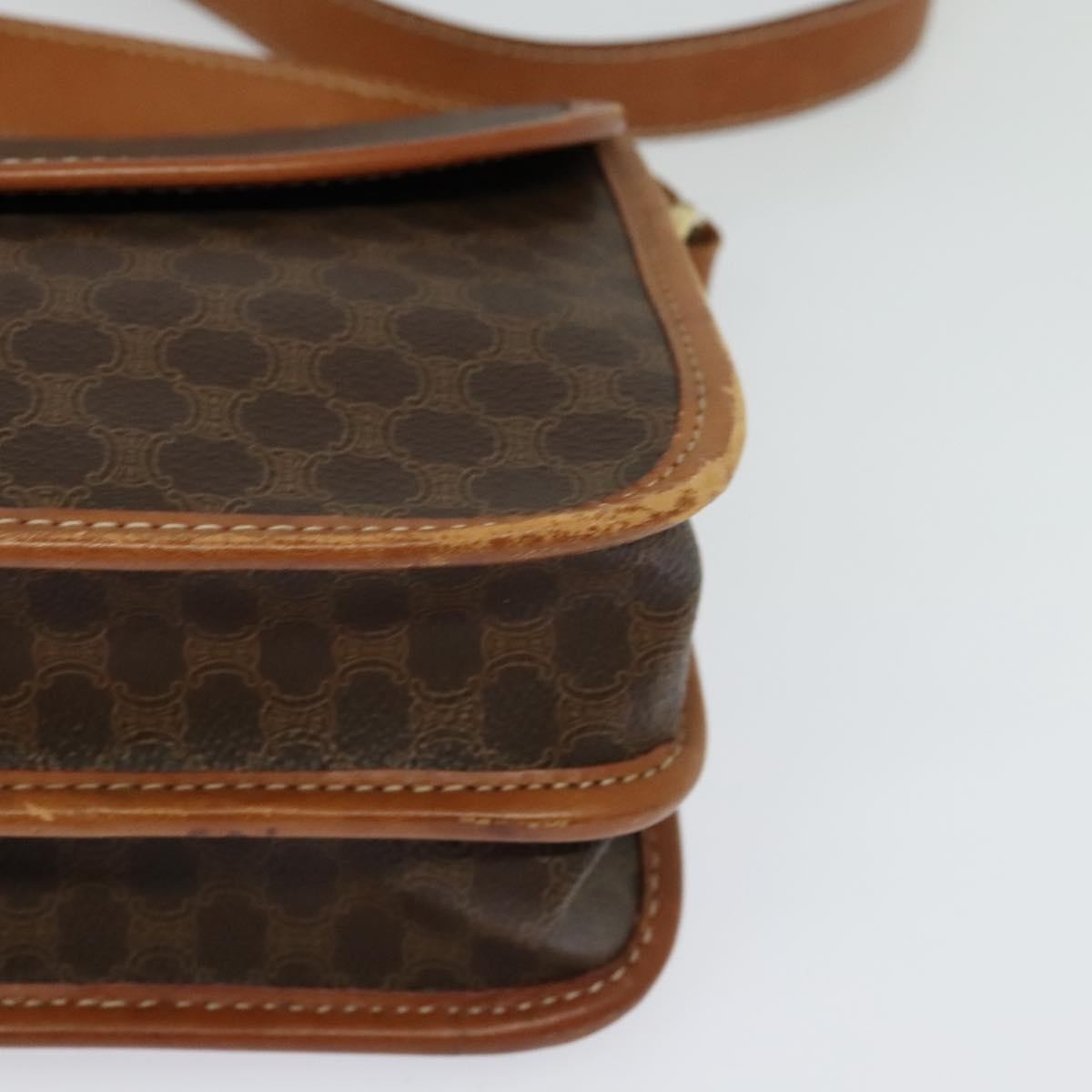 Celine Vintage Macadam Shoulder Bag Canvas and Leather, BROWN, CANVAS, Shoulder bag