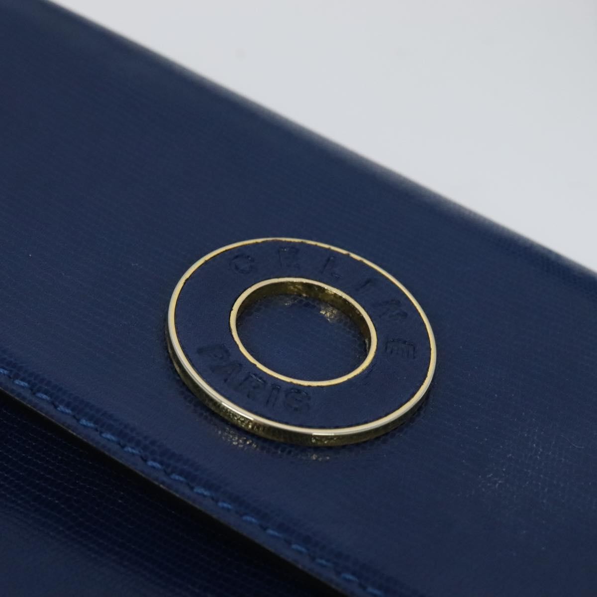 Celine Circle logo Leather, BLUE, LEATHER, Handbag