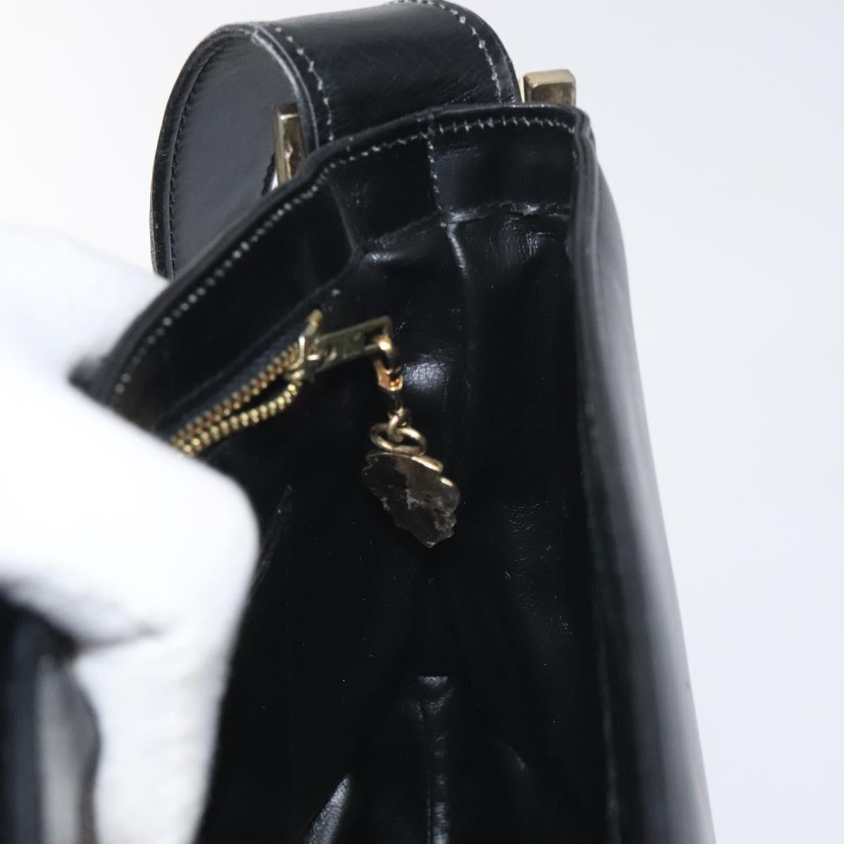 Gucci Vintage Flap Shoulder Bag Leather, BLACK, LEATHER, Shoulder bag