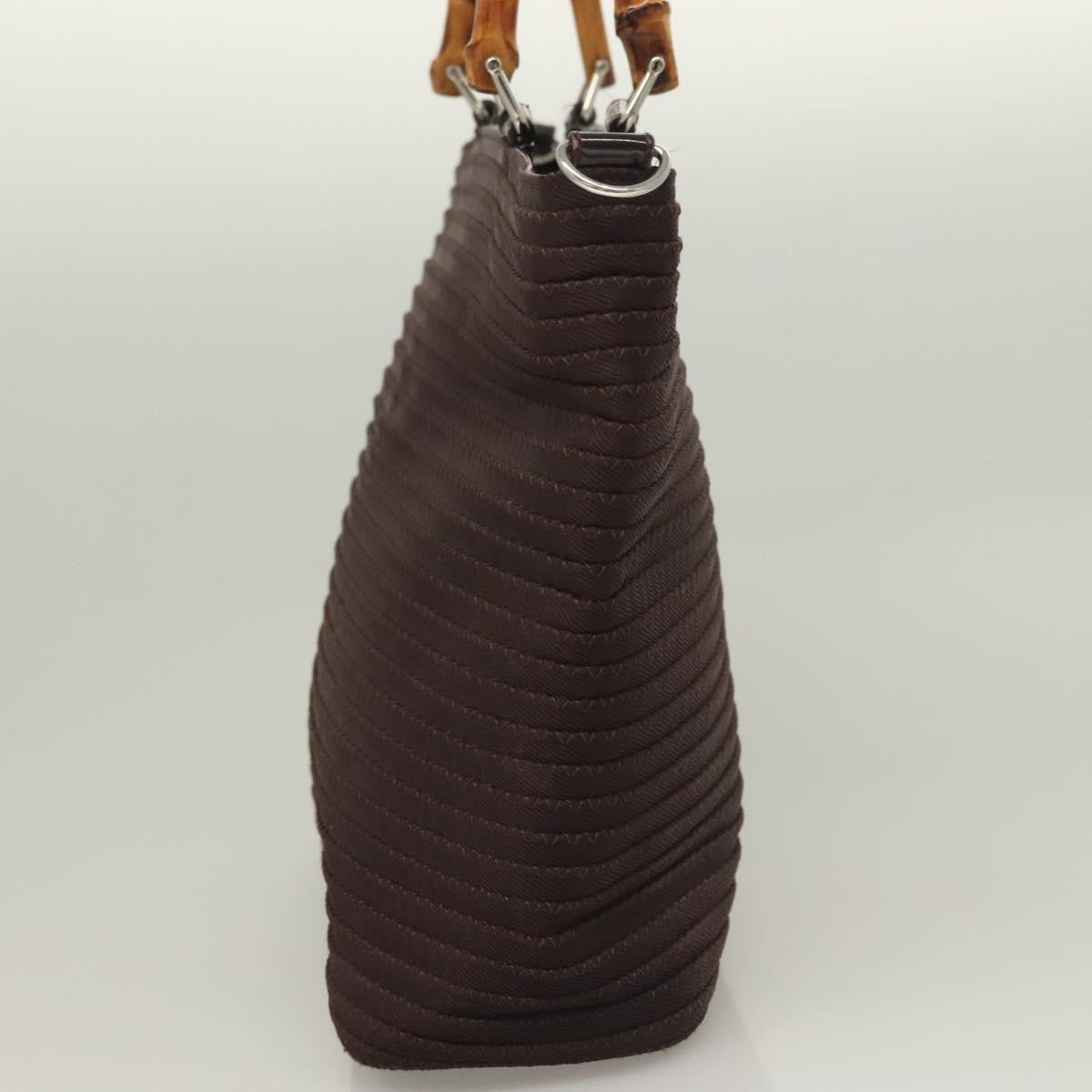 Gucci Vintage Bamboo Handle Tote Nylon, BROWN, SYNTHETIC, Tote bag