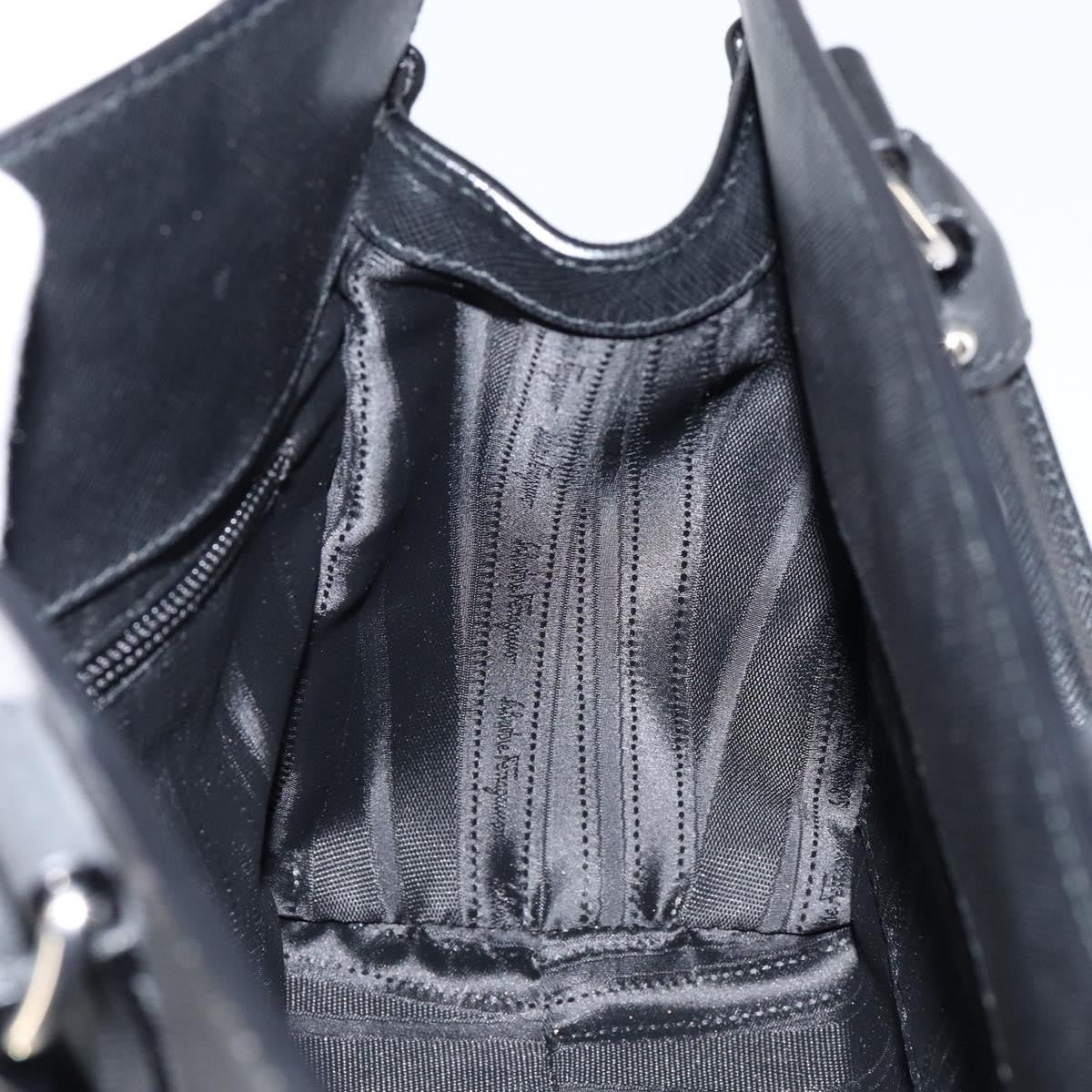 Salvatore Ferragamo Gancini handbag Leather, BLACK, LEATHER, Handbag