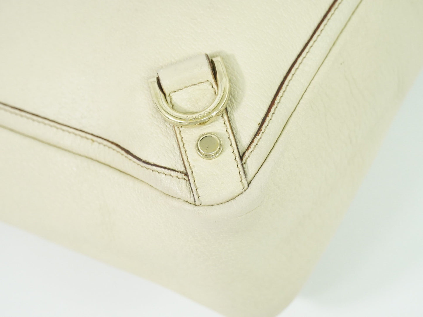 Gucci Abbey Leather with Gold hardware, ECRU, LEATHER, Tote bag