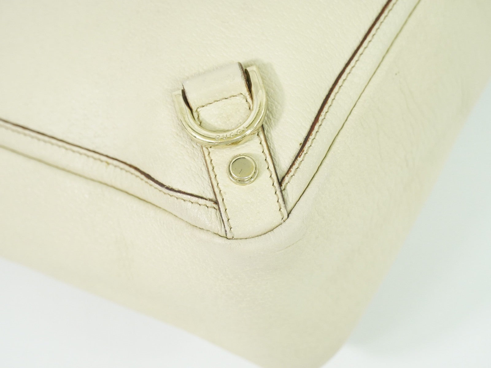 Gucci Abbey Leather with Gold hardware, ECRU, LEATHER, Tote bag