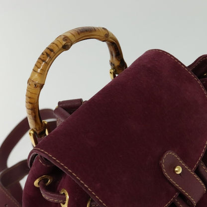Gucci Vintage Bamboo Backpack Suede, PURPLE, SUEDE, Backpack