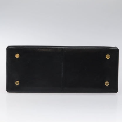 Salvatore Ferragamo Gancini handbag Leather, BLACK, LEATHER, Handbag