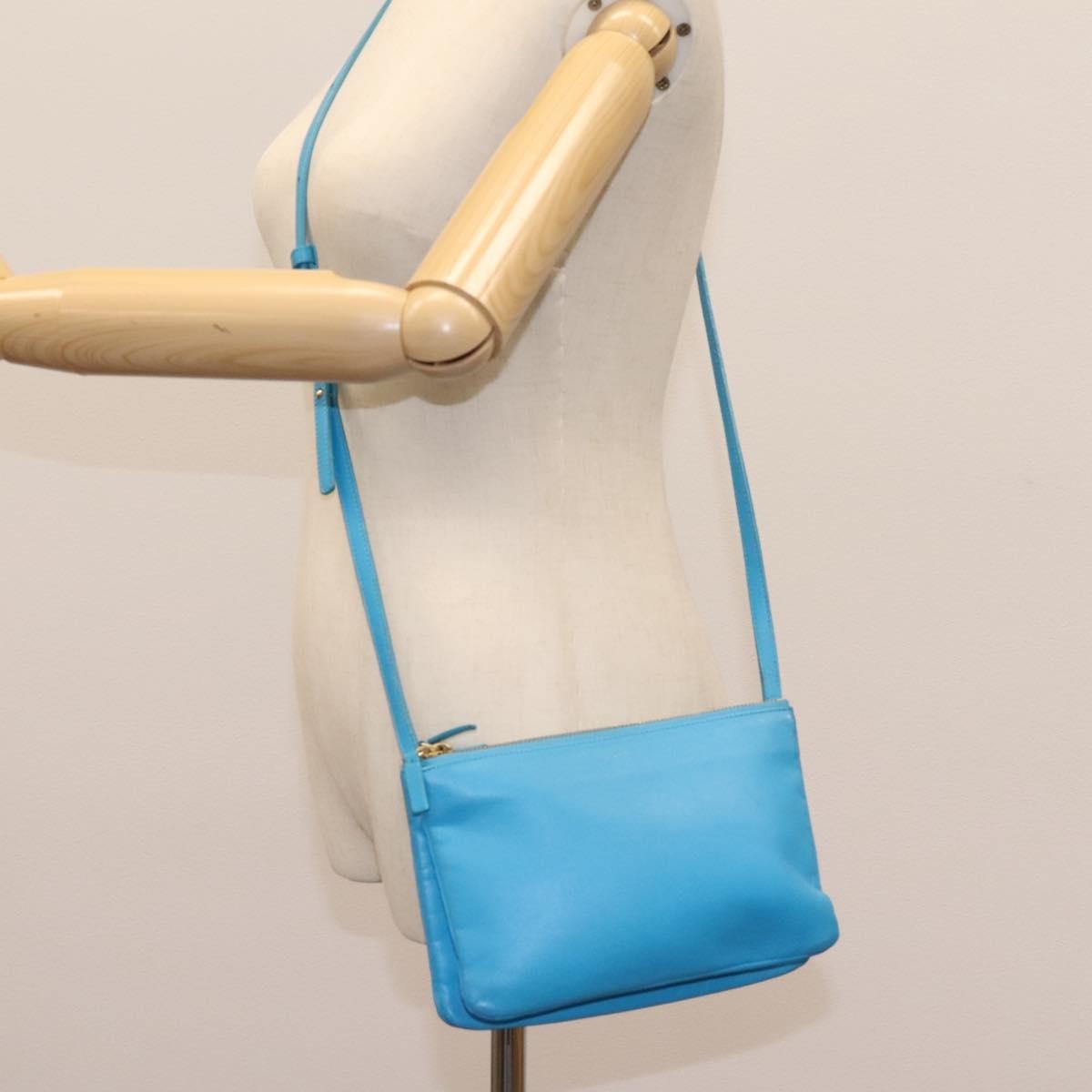 Celine Trio Crossbody Bag Leather, BLUE, LEATHER, Crossbody bag