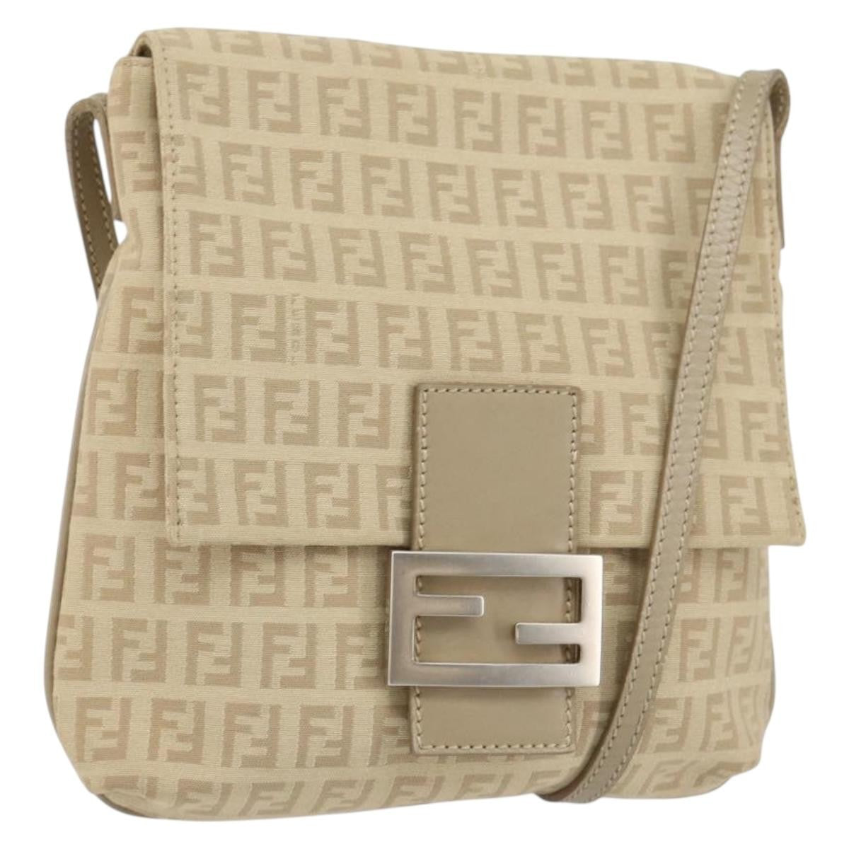 Fendi Vintage Flap Crossbody Bag Zucchino Canvas, BEIGE, CANVAS, Shoulder bag