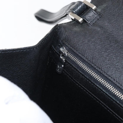 Louis Vuitton Selenga Pochette Taiga Leather, GRAY, LEATHER, Clutche & pouche