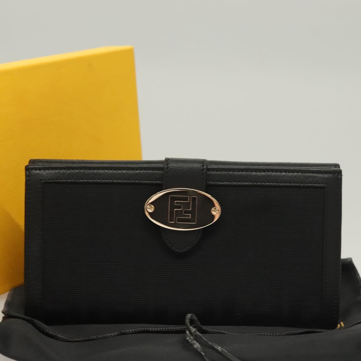 Fendi Vintage FF Flap Wallet Zucca canvas, BLACK, CANVAS, Wallets