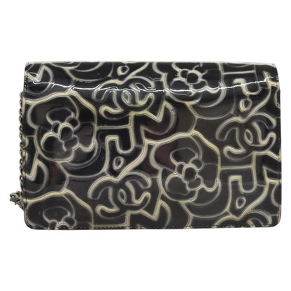 Chanel Wallet on Chain Camellia Patent, GRAY, PATENT_LEATHER, Shoulder bag