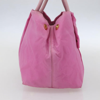 Prada Bow Tote Tessuto with Leather, PINK, NYLON, Tote bag