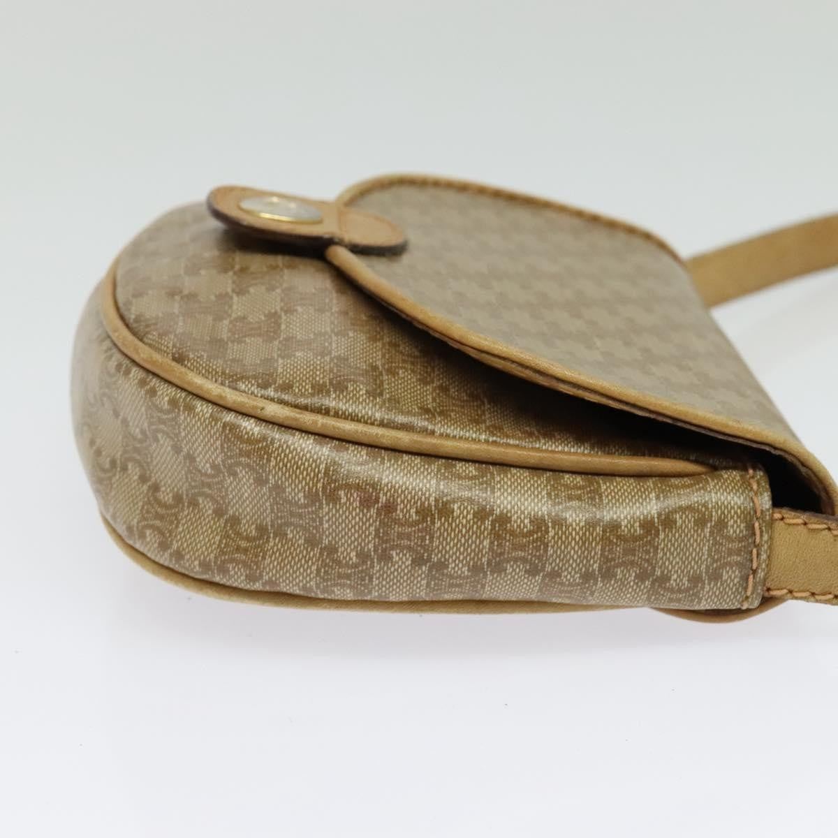 Celine Vintage Macadam Shoulder Bag Macadam Canva  Vinyl, BEIGE, PVC, Shoulder bag