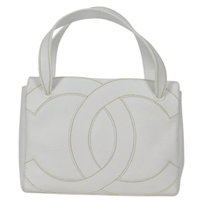 Chanel CC Stitch Tote Caviar, WHITE, LEATHER, Handbag