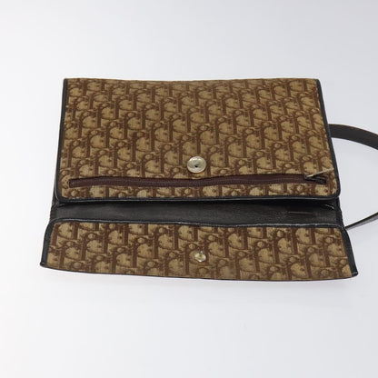 Christian Dior Vintage Trotter Flap Shoulder Bag Canvas, BROWN, CANVAS, Shoulder bag