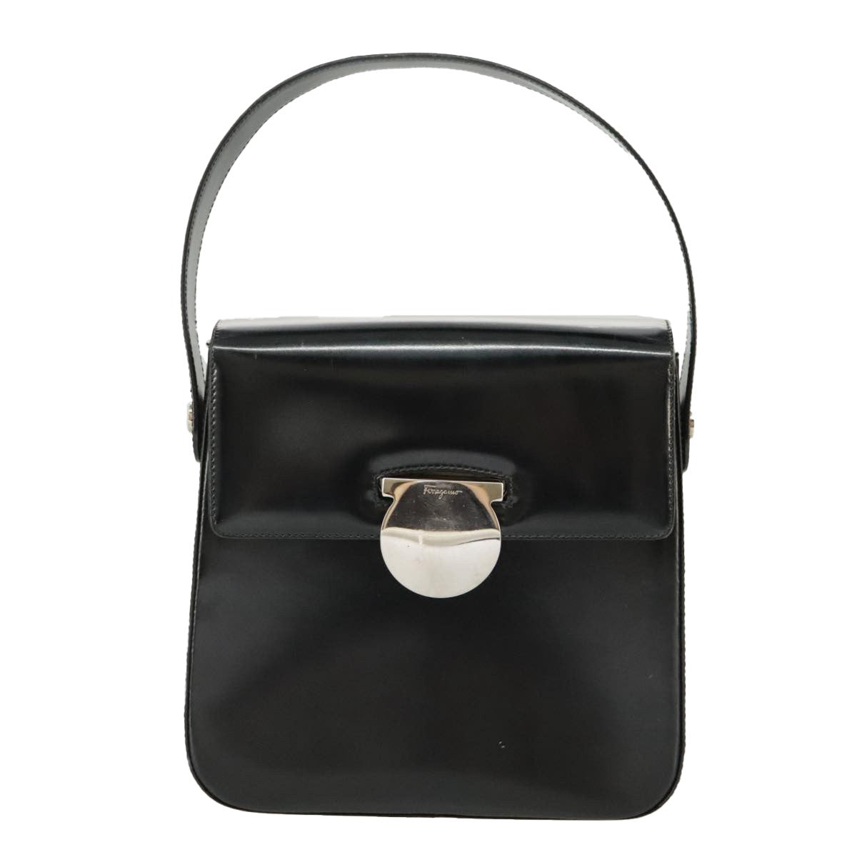 Salvatore Ferragamo Gancini handbag Leather, BLACK, LEATHER, Handbag