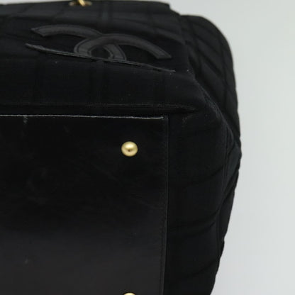 Chanel Chocolate Bar Chain Tote Quilted Jersey, BLACK, COTTON, Tote bag