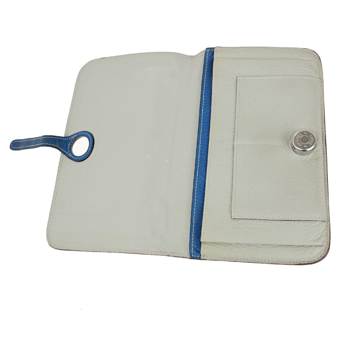 Hermes Bicolor Dogon Duo Combined Wallet Leather, BLUE, LEATHER, Wallets