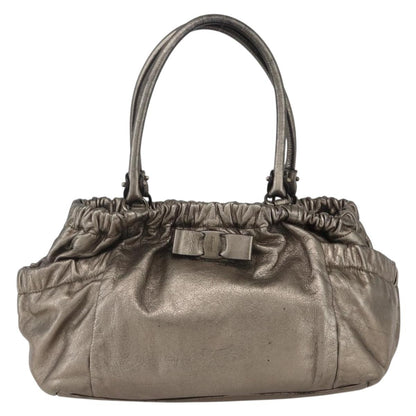 Salvatore Ferragamo Vala Handbag Leather, GOLD, LEATHER, Handbag