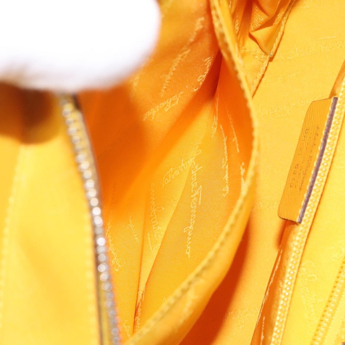 Salvatore Ferragamo Gancini handbag Canvas and Leather, YELLOW, CANVAS, Handbag