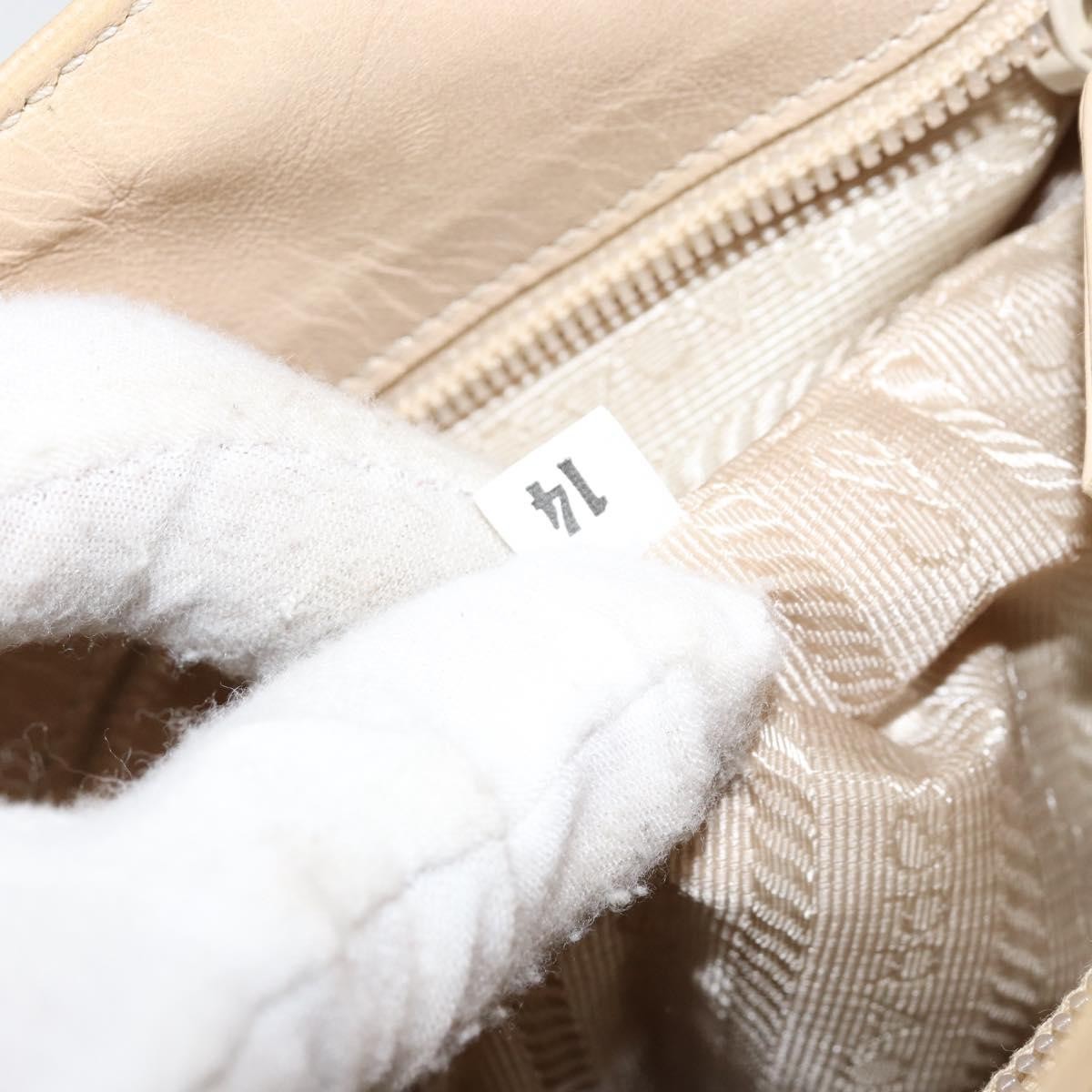 Prada Vintage Shoulder Bag Leather, BEIGE, LEATHER, Shoulder bag