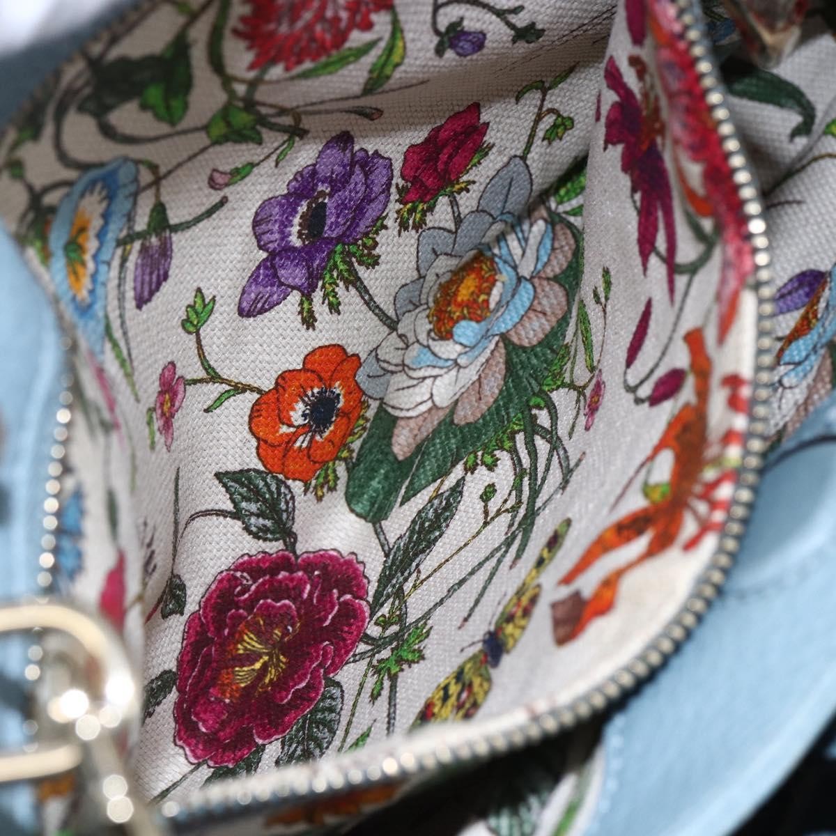 Gucci Bamboo Shopper Tote Leather, BLUE, LEATHER, Handbag