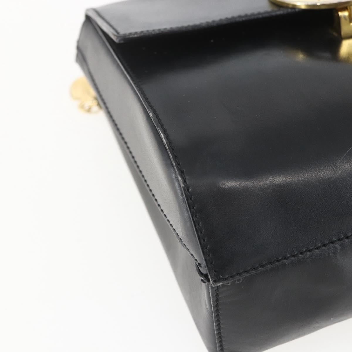 Celine Vintage Circle Logo Crossbody Bag Leather, BLACK, LEATHER, Shoulder bag