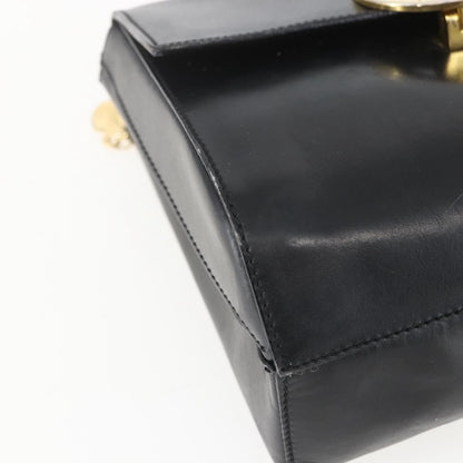 Celine Vintage Circle Logo Crossbody Bag Leather, BLACK, LEATHER, Shoulder bag