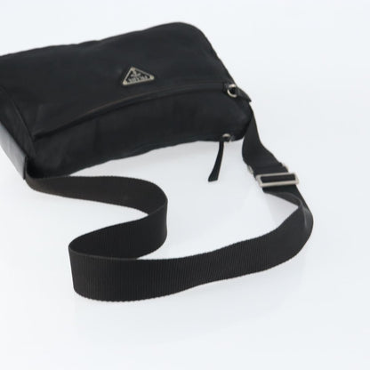 Prada Front Zip Messenger Bag Tessuto, BLACK, NYLON, Shoulder bag