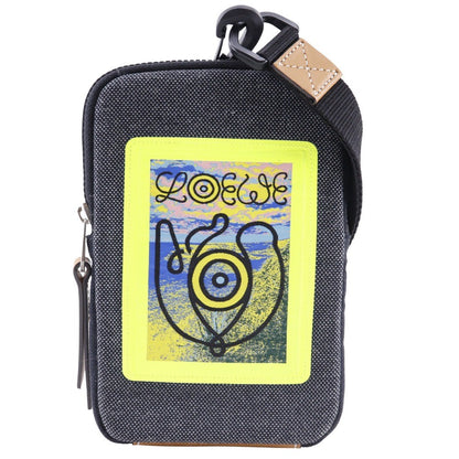 Loewe Eye/Loewe/Nature Neck Pocket Pouch Embossed Calfskin, GRAY, CANVAS, Crossbody bag