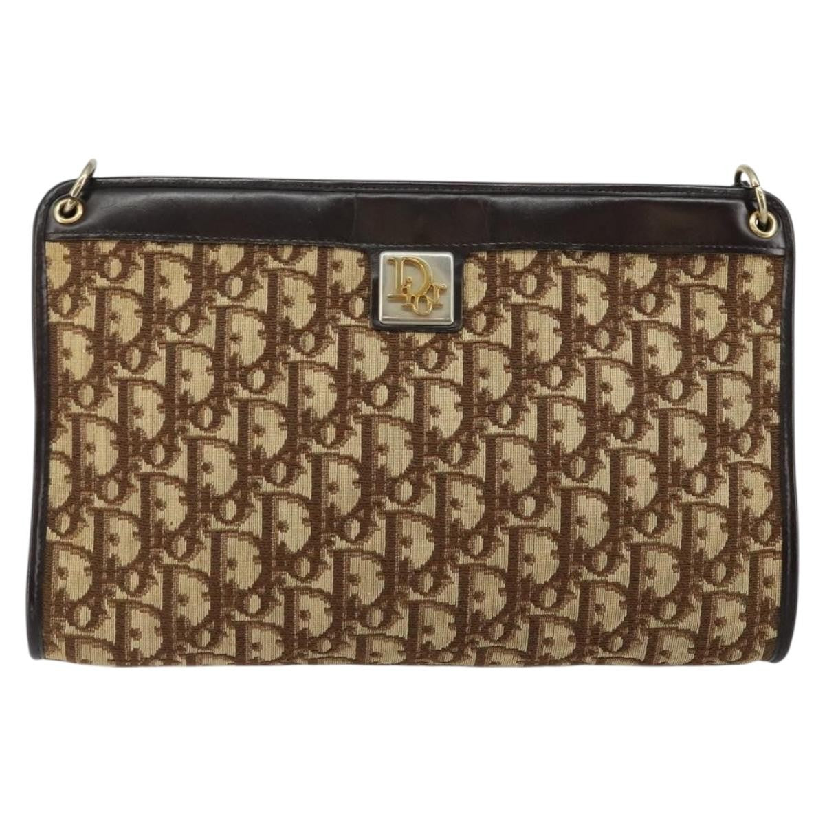 Christian Dior Vintage Trotter Shoulder Bag Canvas, BROWN, CANVAS, Shoulder bag