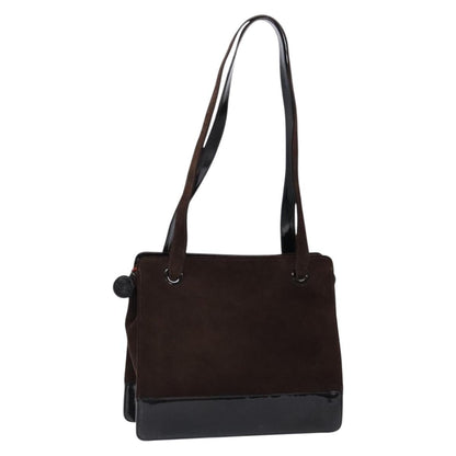 Chanel Vintage Logo Tote Suede, BROWN, SUEDE, Tote bag