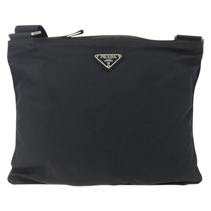 Prada Flat Messenger Bag Tessuto, Black, Nylon, Shoulder Bag