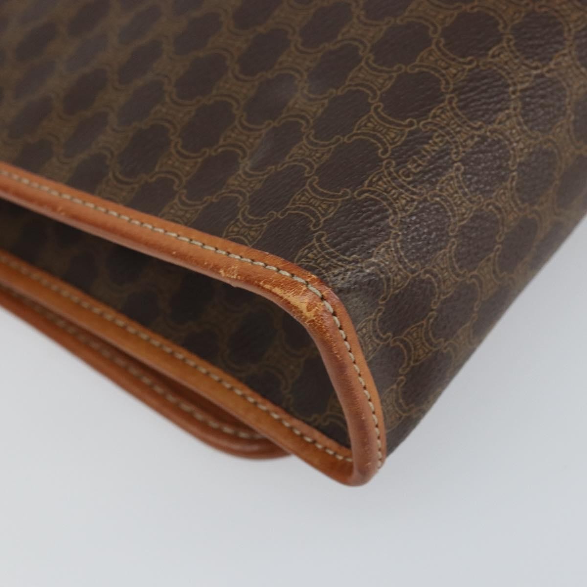 Celine Vintage Macadam Shoulder Bag Canvas and Leather, BROWN, CANVAS, Shoulder bag