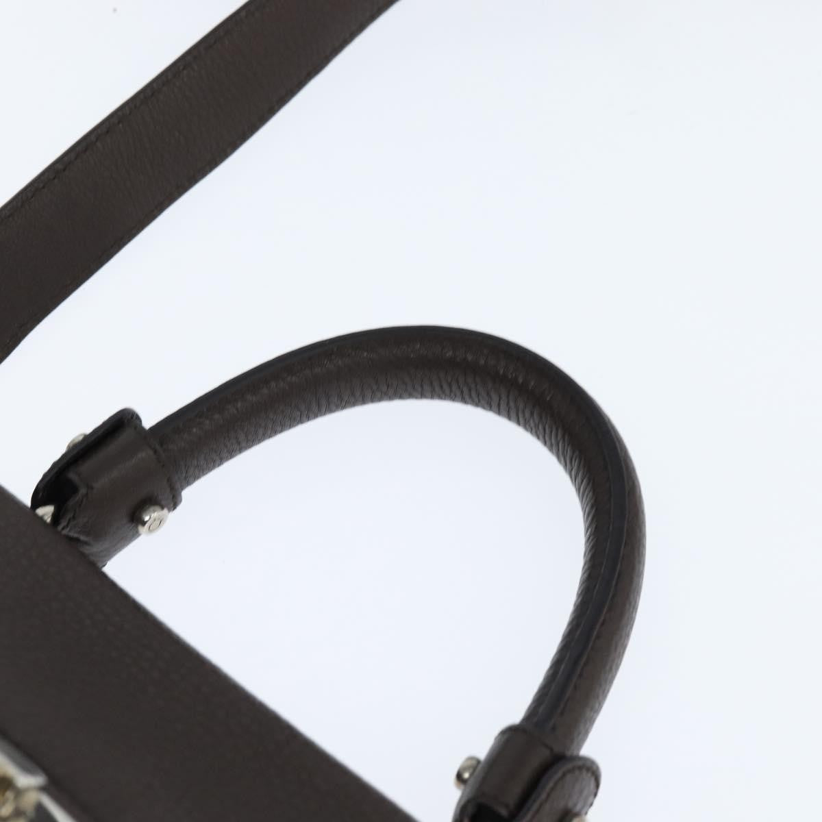 Salvatore Ferragamo Gancini handbag Leather, BROWN, LEATHER, Handbag