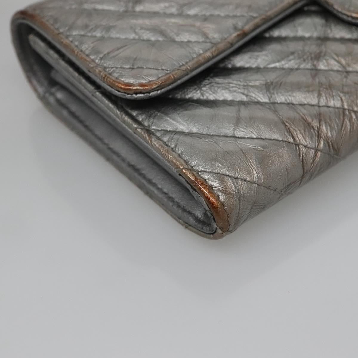 Chanel L-Flap Wallet Chevron Patent, SILVER, PATENT_LEATHER, Wallets