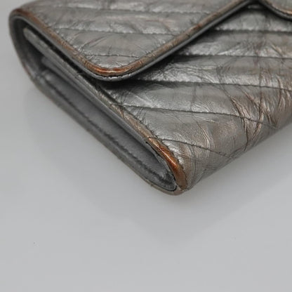 Chanel L-Flap Wallet Chevron Patent, SILVER, PATENT_LEATHER, Wallets