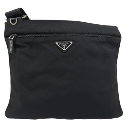 Prada Front Pocket Messenger Bag Tessuto, BLACK, NYLON, Shoulder bag