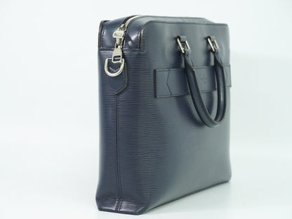 Louis Vuitton Brooks Briefcase Epi Leather, NAVY, LEATHER, Briefcase