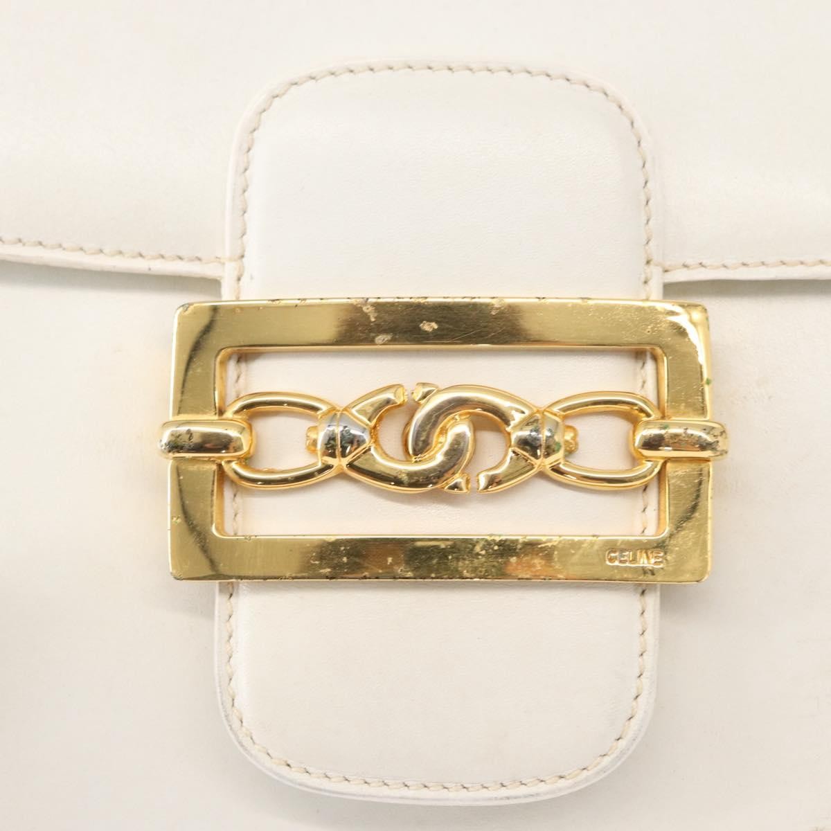 Celine Vintage Shoulder Bag Leather, WHITE, LEATHER, Shoulder bag