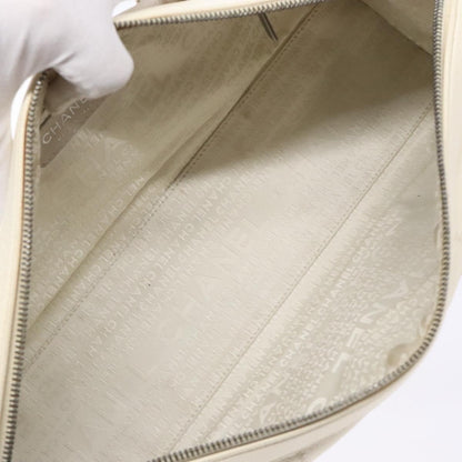 Chanel Square Stitch Duffle Bag Quilted Caviar, WHITE, LEATHER, Travel bag