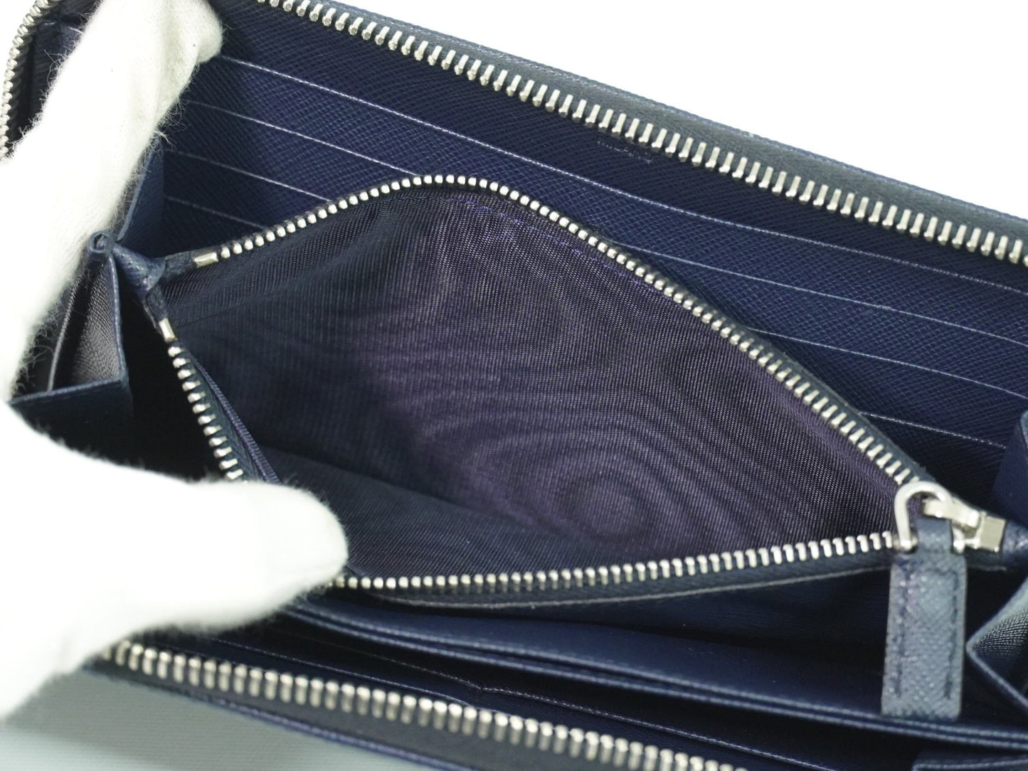 Prada Saffiano Wallet Leather, NAVY, LEATHER, Wallets