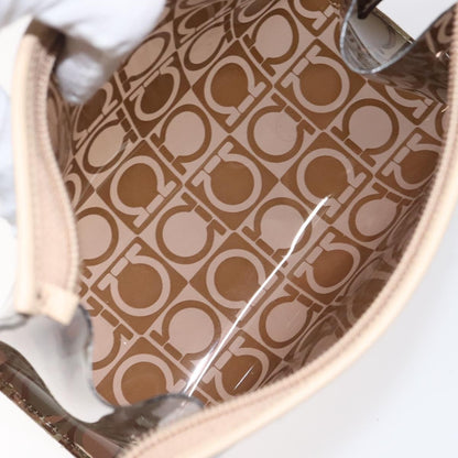 Salvatore Ferragamo Gancini Pouch Canvas, BROWN, VINYL, Clutche & pouche