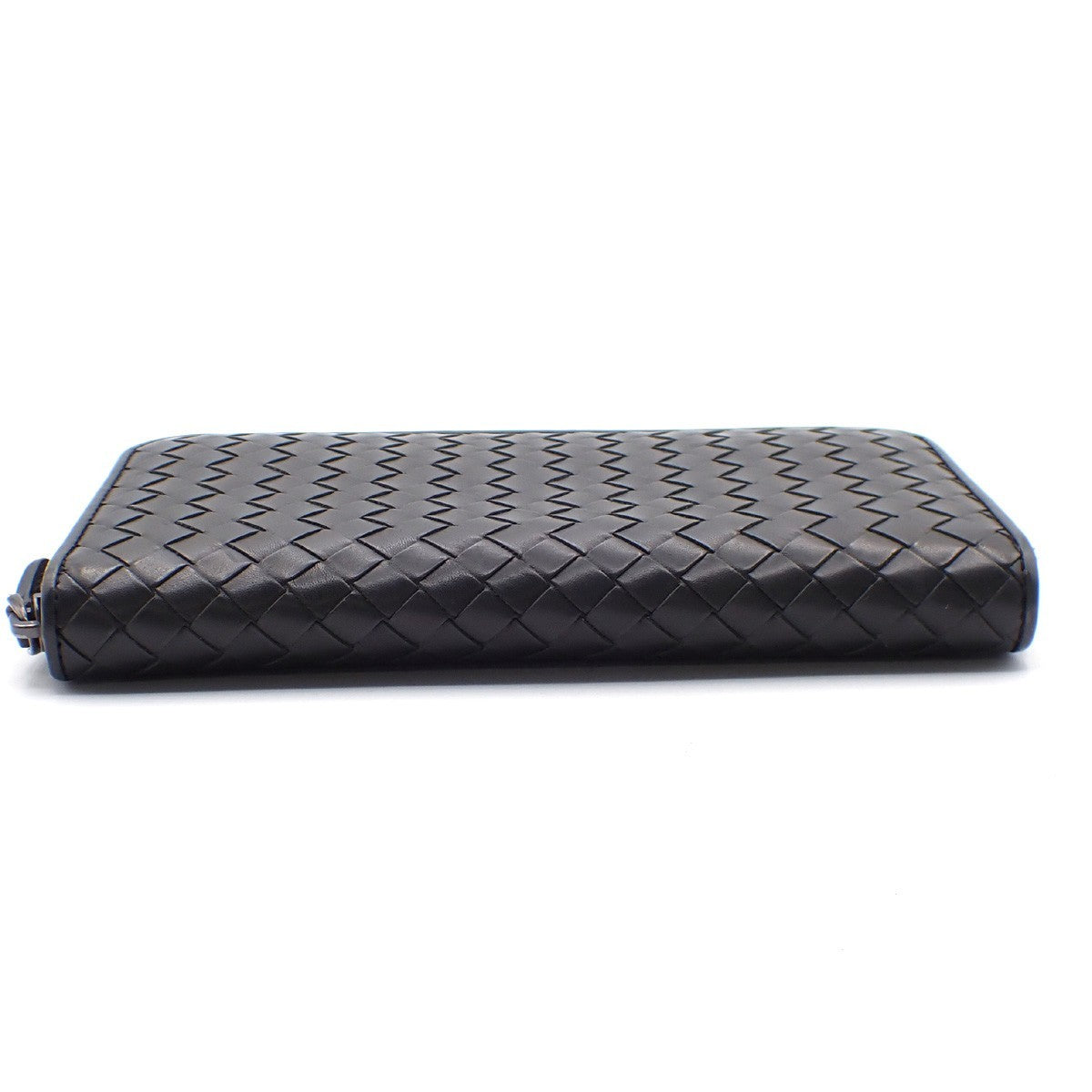 Bottega Veneta Intrecciato Long Zip  Wallet Leather, Black, Leather, Wallet