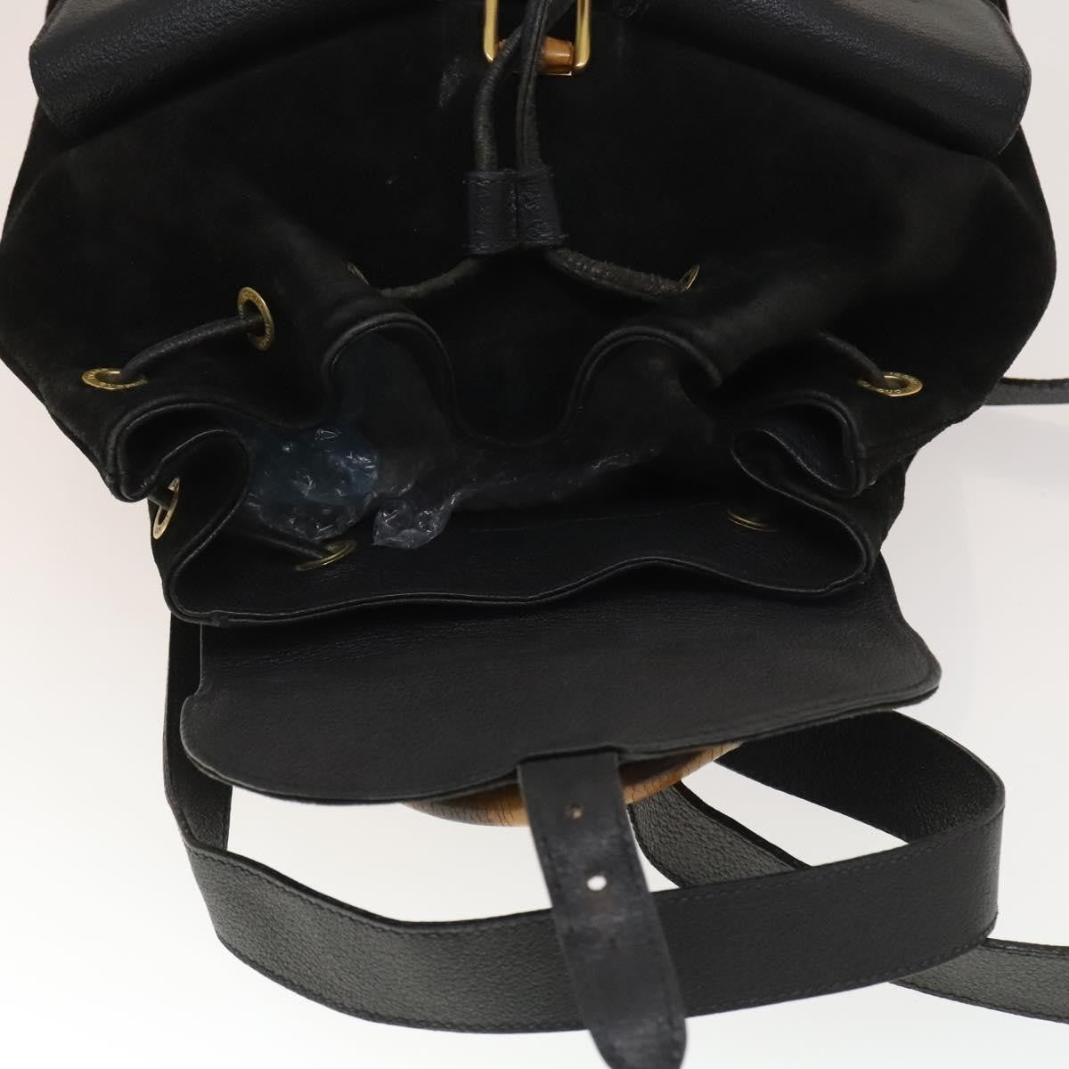 Gucci Vintage Bamboo Backpack Suede, BLACK, SUEDE, Backpack