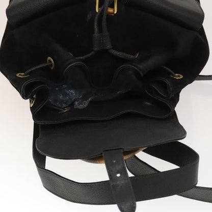 Gucci Vintage Bamboo Backpack Suede, BLACK, SUEDE, Backpack