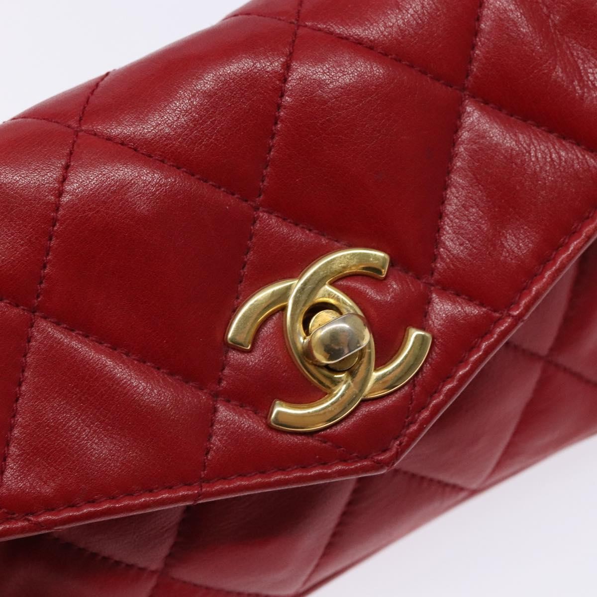 Chanel Vintage CC Flap Waist Bag Quilted Leather, RED, LEATHER, Clutche & pouche